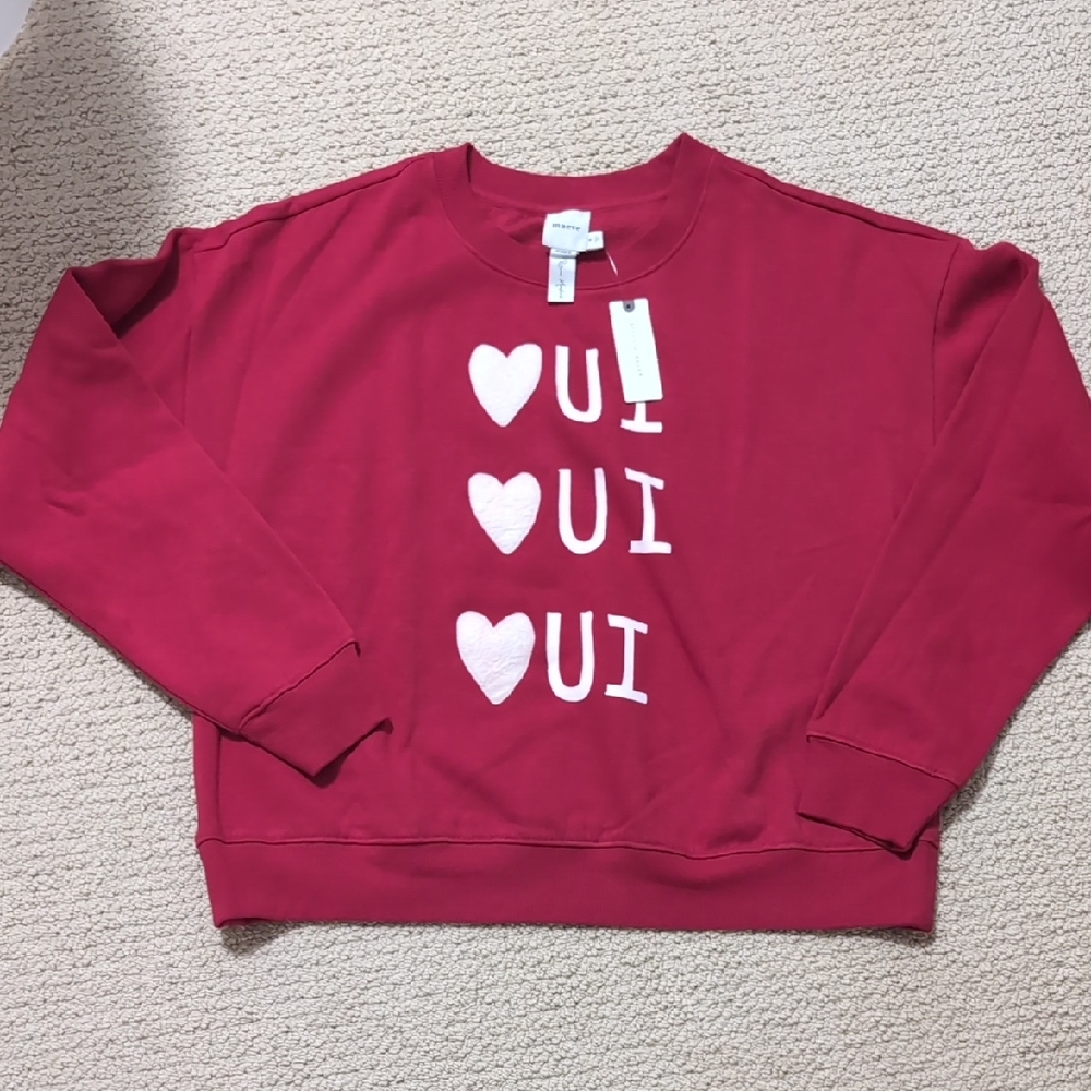 New Maeve For Anthropologie Heart Oui Red Sweatshirt